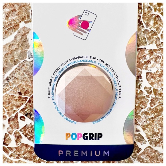 POPSOCKETS PopGrip Premium Bundle Foil Confetti & Metallic Diamond in Rose Gold - Picture 3 of 11